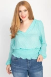 Truedames Waist Smoking V Neck Blouse In Blue