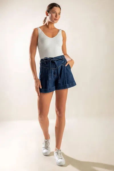 Truedames Walk In The Park Denim Shorts In Blue