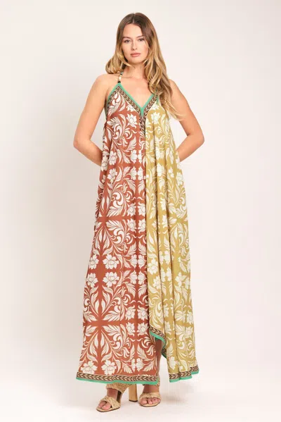 Truedames Warm Paradise Woven Midi Scarf Dress In Multi