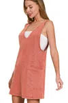Truedames Washed Adjustable Strap Denim Overall Dress In Pink