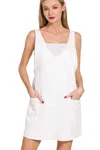 Truedames Washed Adjustable Strap Denim Overall Dress In White