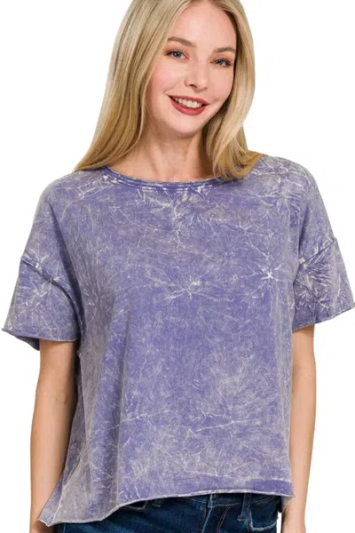 Truedames Washed Crew Neck Short Sleeve Crop Box Tee In Multi