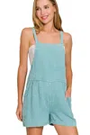 Truedames Washed Double Gauze Tie Back Rompers In Blue