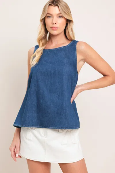 Truedames Washed Flow Woven Top In Blue