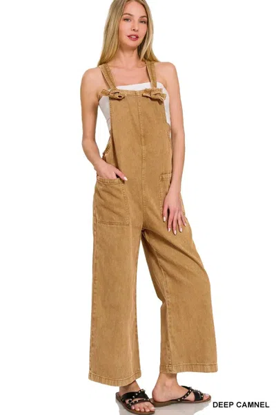 Truedames Washed Knot Strap Pockets Jumpsuit In Multi