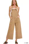 Truedames Washed Knot Strap Pockets Jumpsuit In Multi