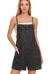 Truedames Washed Linen Knot Strap Rompers In Multi