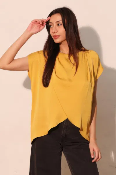 Truedames Washed Poly Silk Tulip Tunic Top In Yellow