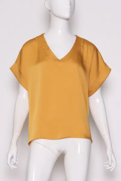Truedames Washed Poly Silk V-neck Tee In Orange