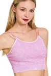 Truedames Washed Ribbed Seamless Double Strap Brami In Multi