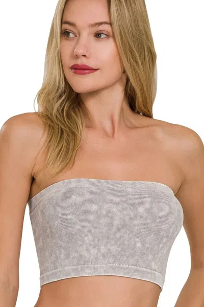 Truedames Washed Ribbed Seamless Tube Top In Multi