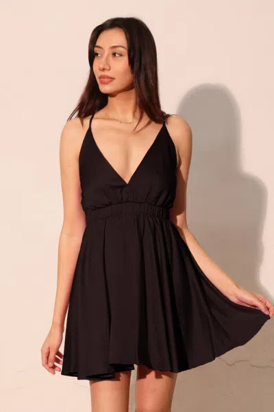 Truedames Washed Satin Crepe Cami Skater Dress In Black