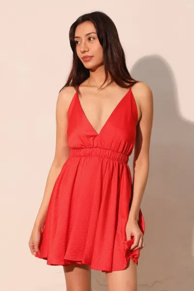 Truedames Washed Satin Crepe Cami Skater Dress In Red