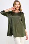 Truedames Washed Satin Elegance Top In Green