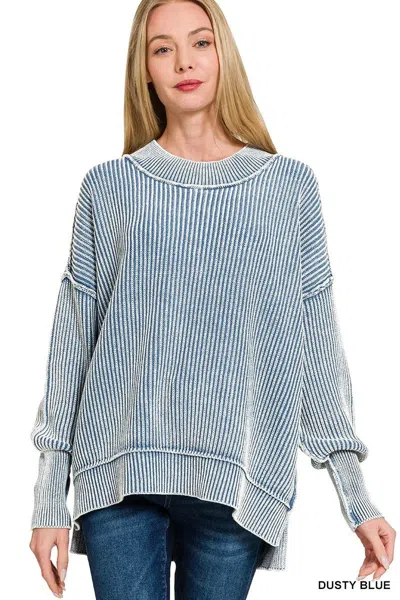 Truedames Washed Side Slit Oversized Sweater In Multi