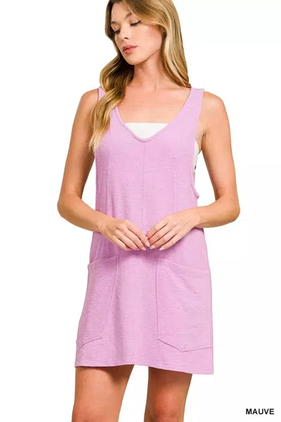 Truedames Washed Slub Adjustable Strap Overall Dress In Pink