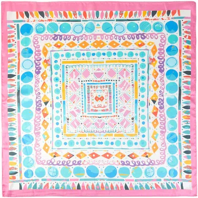 Truedames Watercolor Abstract Dot Diamond Pattern Square Bandana Scarf In Pink