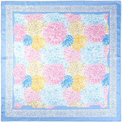 Truedames Watercolor Blossom Pattern Square Bandana Scarf In Blue