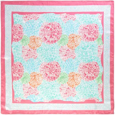 Truedames Watercolor Blossom Pattern Square Bandana Scarf In Pink