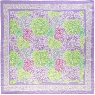 Truedames Watercolor Blossom Pattern Square Bandana Scarf In Purple