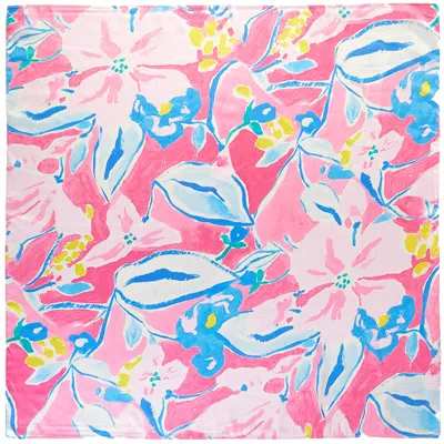Truedames Watercolor Floral Bloom Pattern Square Bandana Scarf In Pink