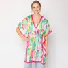 Truedames Watercolor Print Cover Up Poncho In Multi