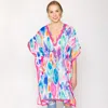 Truedames Watercolor Print Cover Up Poncho In Multi