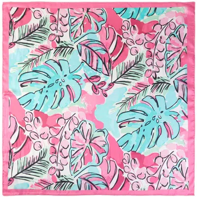 Truedames Watercolor Tropical Leaf Pattern Square Bandana Scarf In Pink