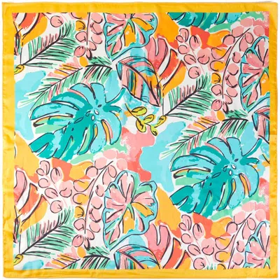 Truedames Watercolor Tropical Leaf Pattern Square Bandana Scarf In Yellow