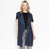 Truedames Waterfall Lapel Satin Vest In Blue