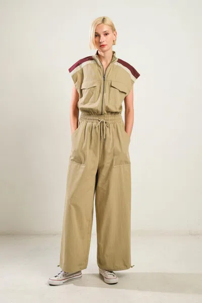 Truedames Wave Of Elegance Woven Jumpsuit In Brown
