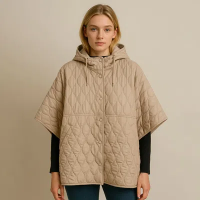 Truedames Wave Pattern Padded Cape In Beige