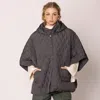 Truedames Wave Pattern Padded Cape In Grey