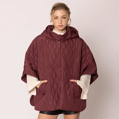 Truedames Wave Pattern Padded Cape In Red