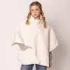 Truedames Wave Pattern Padded Cape In White