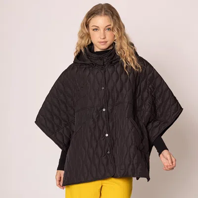 Truedames Wave Pattern Padded Cape In Yellow