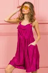 Truedames Wave Pleated Wide Legs Shortalls In Pink
