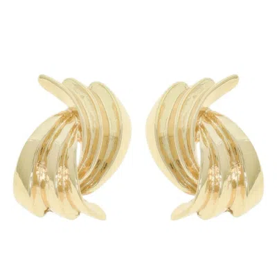 Truedames Wave Shape Door Knocker Post Earrings In Gold
