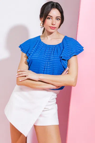 Truedames Wave Whispers Woven Top In Blue