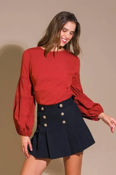 Truedames Waverly Mills Woven Top In Red