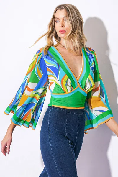 Truedames We Belong Together Woven Crop Top In Green
