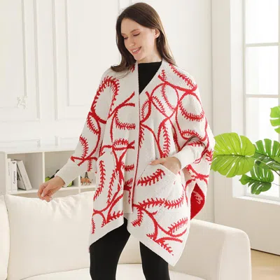 Truedames Wearable Baseball Print Blanket Poncho In Multi