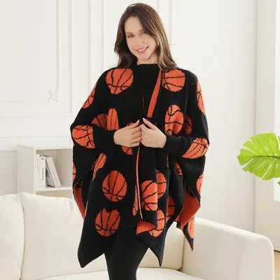 Truedames Wearable Basketball Print Blanket Poncho In Multi