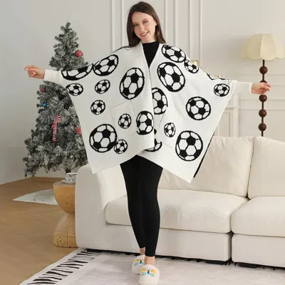 Truedames Wearable Soccer Print Blanket Poncho In Multi