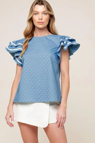 Truedames Weekend Getaway Blue Woven Top