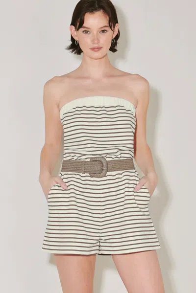 Truedames Weekend Stripe Knit Romper In Multi