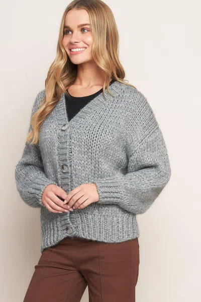 Truedames Weekend Warmth Sweater Knit Cardigan In Gray
