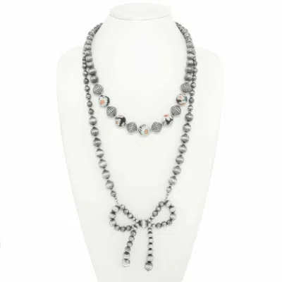 Truedames Western Bow Pendant Beaded Necklace In Multi