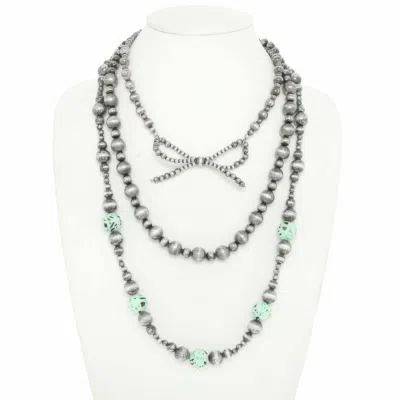 Truedames Western Bow Pendant Beaded Necklace In Multi