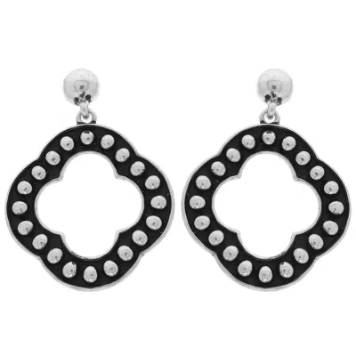 Truedames Western Bubble Beaded Quatrefoil Earrings In Black